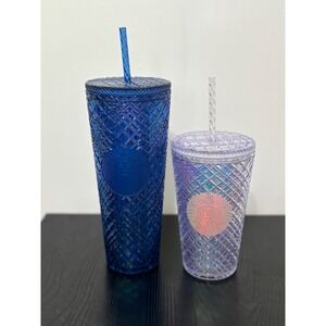 Starbucks Tumbler Bundle,‎ Studded, Cold Cup, 24 oz and 16 oz Both cups